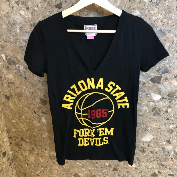 Victoria’s Secret PINK ASU Sundevils Black Tee - Picture 2 of 6